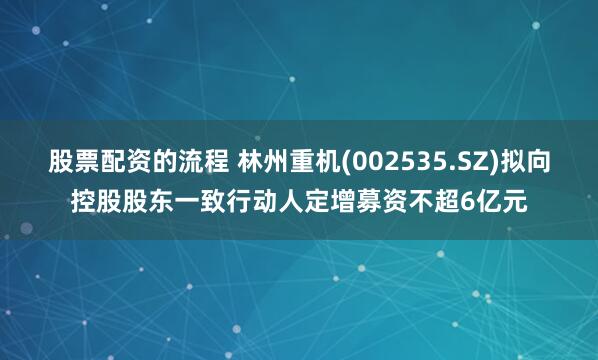 股票配资的流程 林州重机(002535.SZ)拟向控股股东一致行动人定增募资不超6亿元